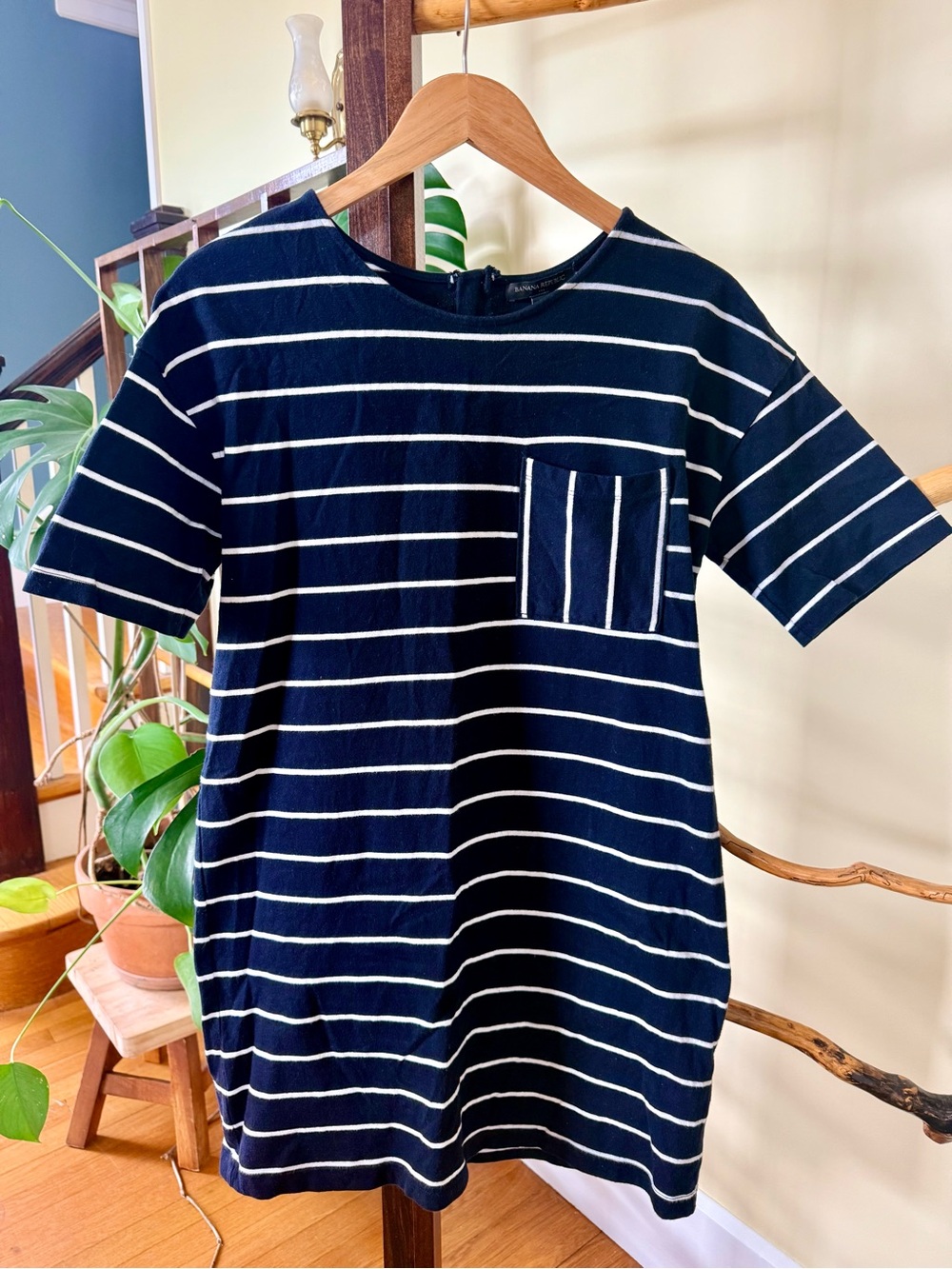 Banana Republic Navy & White Cotton Dress